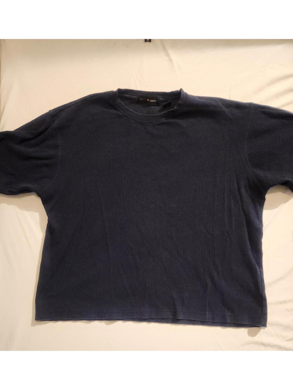 Pierre Cardin Navy Short Sleeve Oversized Ribbed tshirt. Mens Size XL. Good Cond